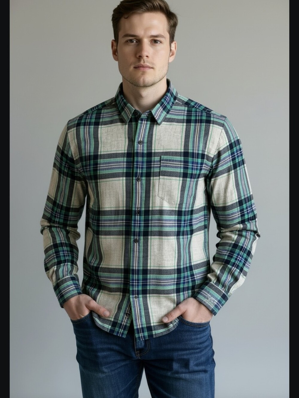 J. Crew mens plaid button down shirt. Size XL